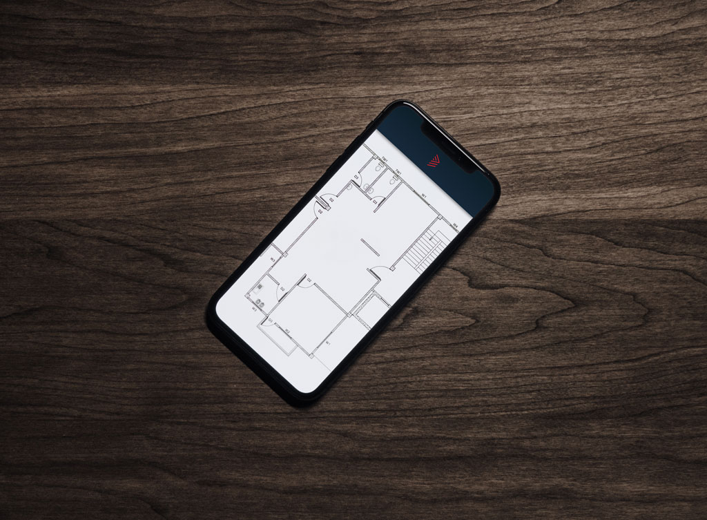 Noveria Home Architect smartphone app displaying a floorplans