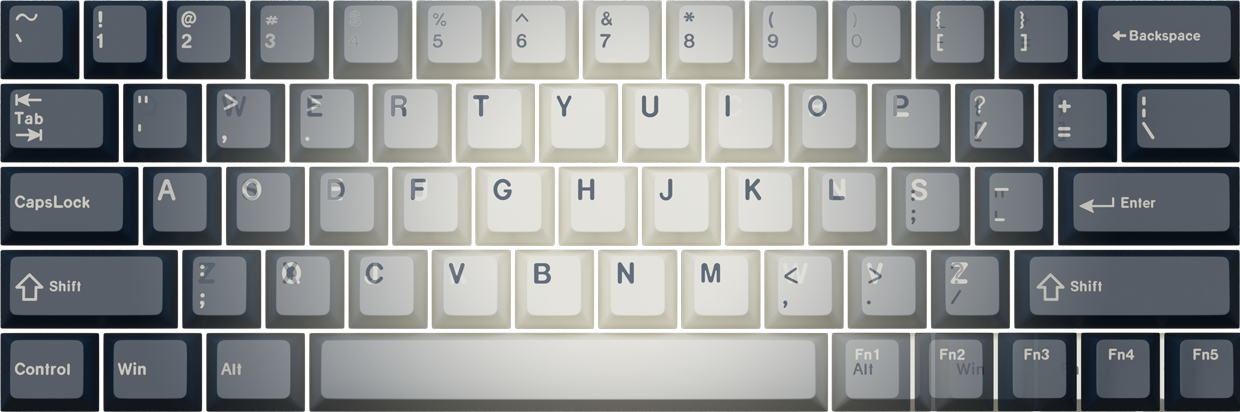 Mix between QWERTY and DVORAK keyboard layout