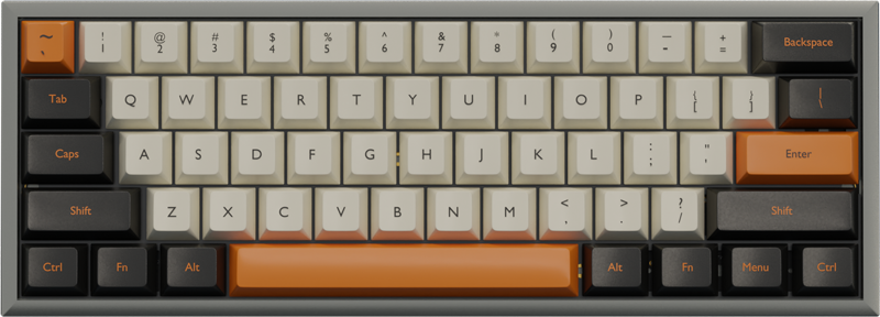 Orange and dark grey version of a K-OnE keyboard