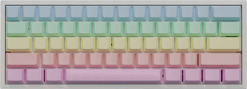 K-OnE keyboard unit with rainbow coloured keycaps