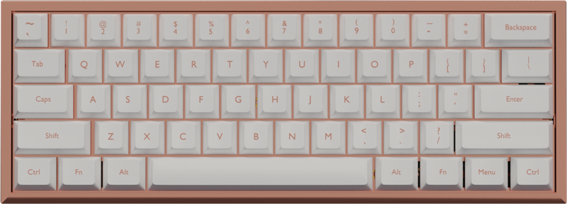 Rose gold model of a K-OnE keyboard